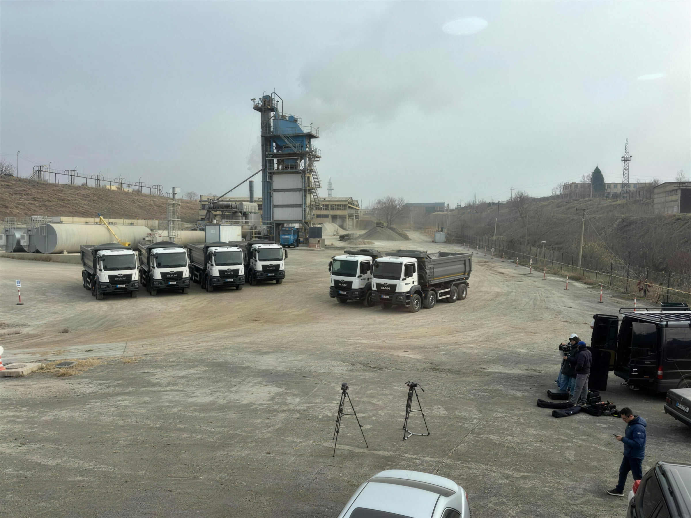 The tipper fleet in the yard