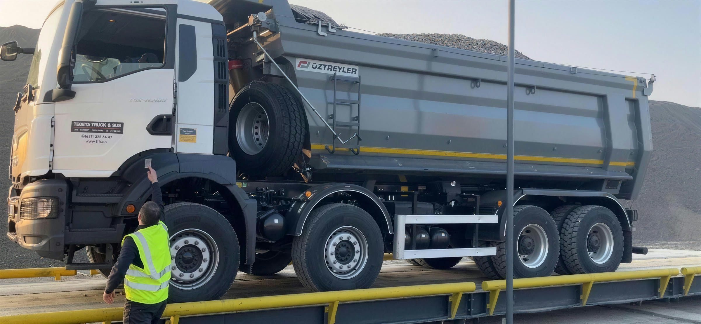 A loaded WT Service tipper truck on the weighbridge